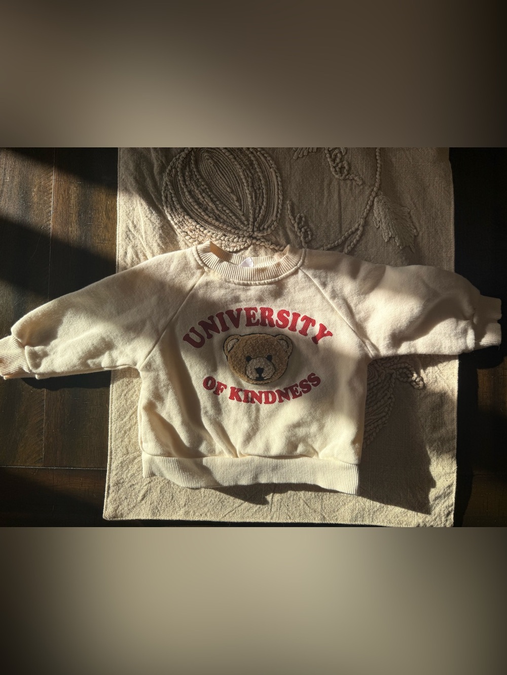 Kids Zara Cream 'University of Kindness' Bear Sweatshirt